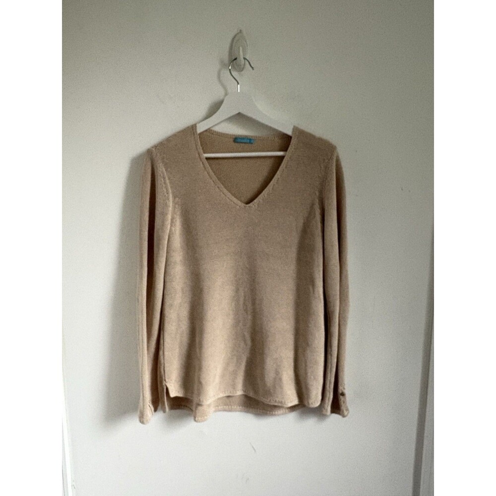 J McLaughlin Callum Sweater Knit V Neck Beige Sz S Buttons Lagenlook Coastal